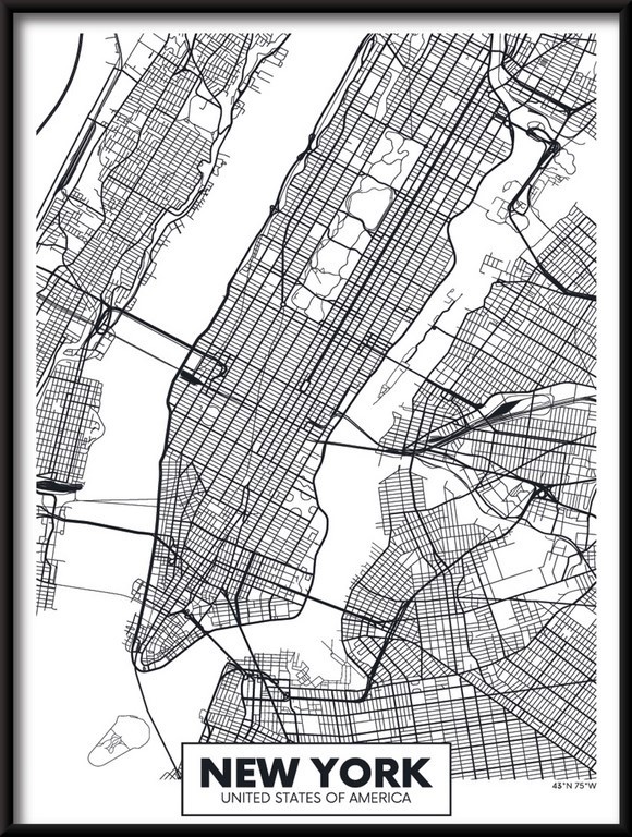 Plakat Mapa Nowy Jork