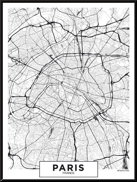 Plakat Mapa Miasta Paryż