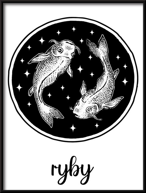 Plakat Znak Zodiaku-Ryby