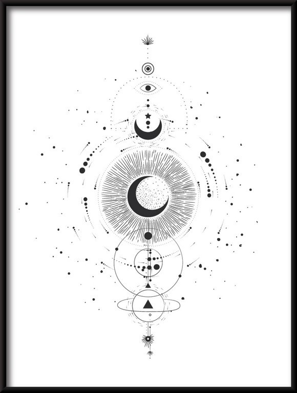 Plakat Geometryczny Fazy Księżyca 2