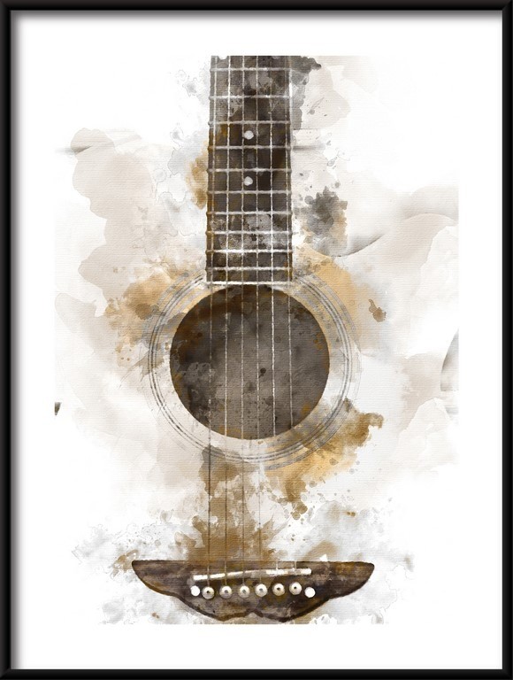 Plakat Akwarelowa Gitara