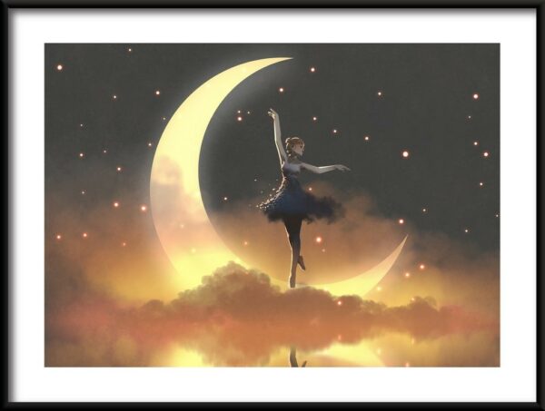 Plakat Balerina na Tle Półksiężyca