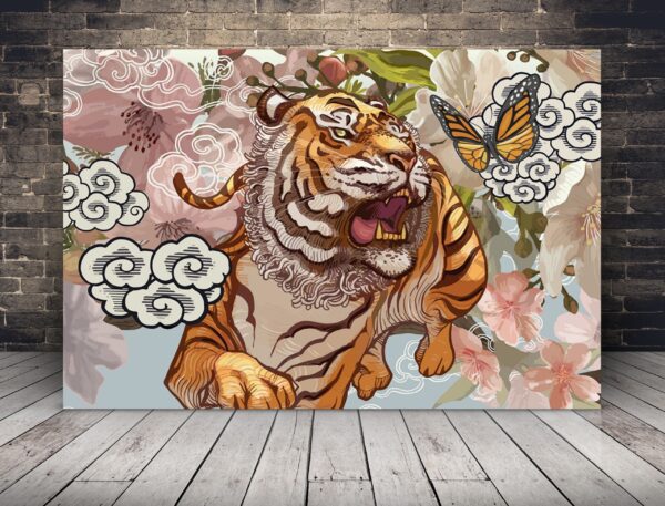 Obraz Tygrys w Kwiatach