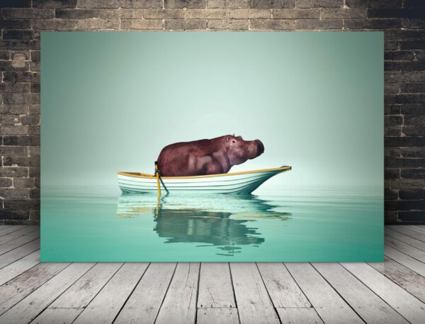 Obraz Hipopotam w Łódce