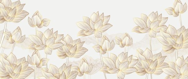 Fototapeta Złote Kwiaty Lotosu