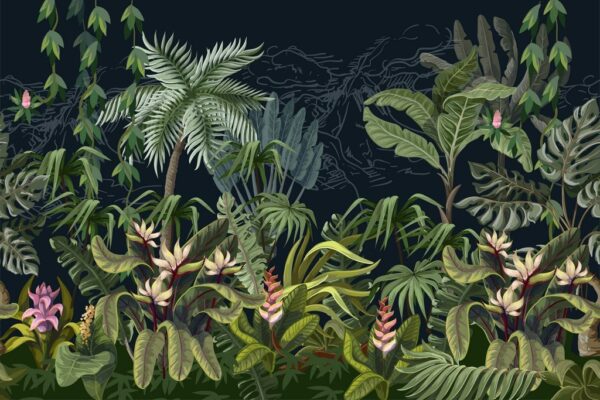 Fototapeta Drzewa i Kwiaty w Dżungli