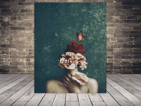 Obraz Kobieta i Bukiet Kwiatów