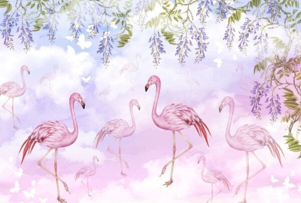Fototapeta Tropikalne Różowe Flamingami