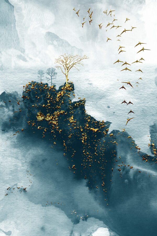 Obraz Góry i Złote Ptaki