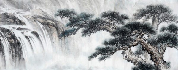 Obraz Drzewko Bonsai i Wodospad