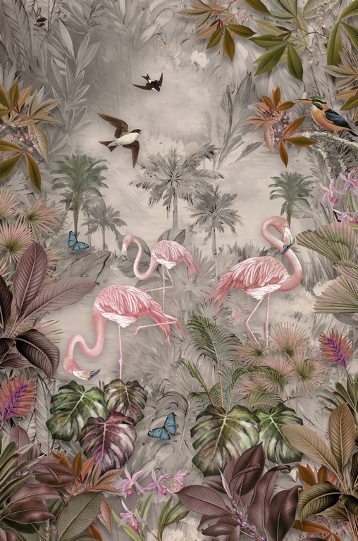 Fototapeta Flamingi wśród Liści