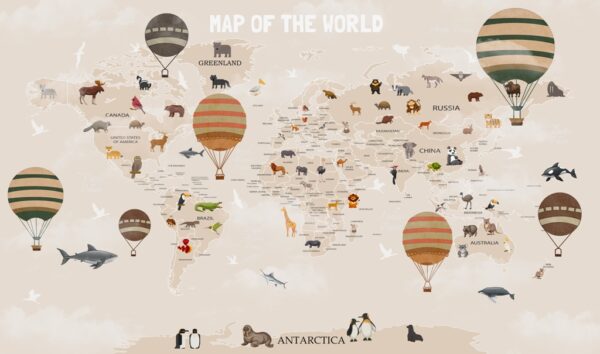 Fototapeta Balonowa Mapa Świata