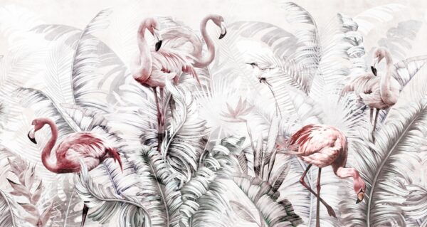 Fototapeta Flamingi Wśród Liści
