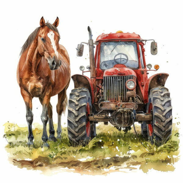 Fototapeta Traktor I Koń