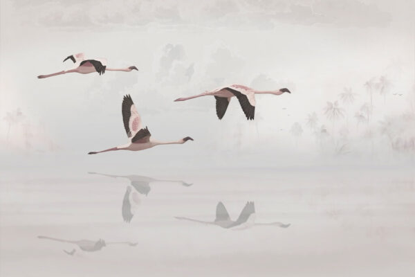 Fototapeta Flamingi w Locie