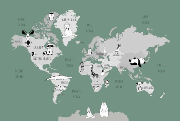 Fototapeta Seledynowa Mapa Świata