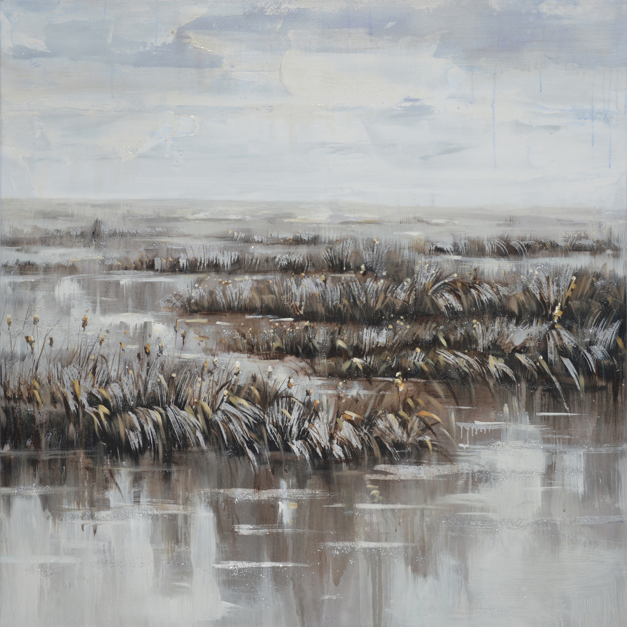 An,Impression,Of,Landscape,,Lake,,Grass,,Dark,Color,,Texture,,Acrylic Fototapeta Cisza Mokradeł