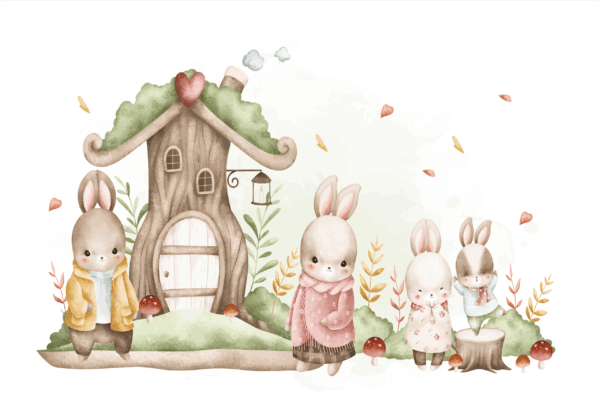 Fototapeta Leśna Rodzina Króliczków