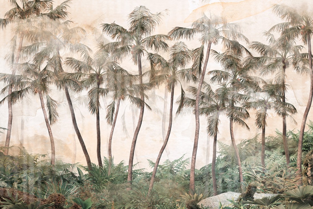 Tropical,Forest,Landscape,,,Trees,And,Leaves,Wallpaper,,,3d Fototapeta Tropikalny Las