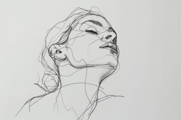 Fototapeta Szkic Linearny Kobiecej Twarzy