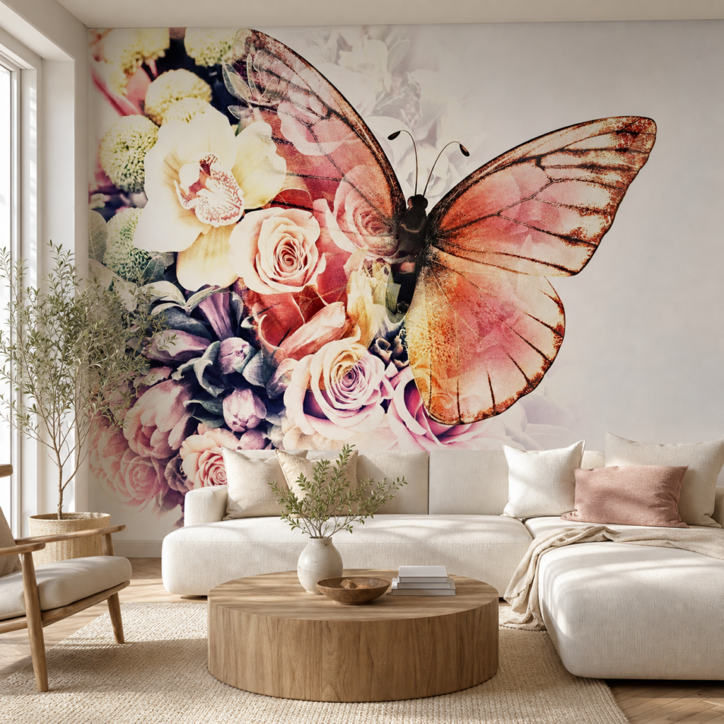 Fototapeta Motyl z Kwiatami