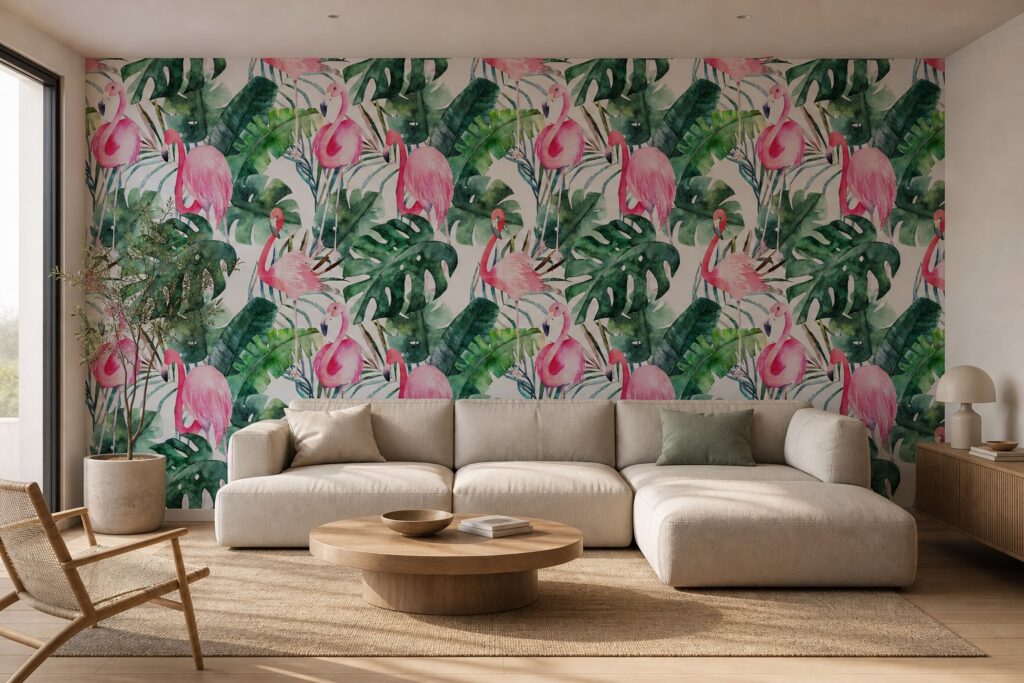Fototapeta Tropikalne Flamingi — wzór 12780