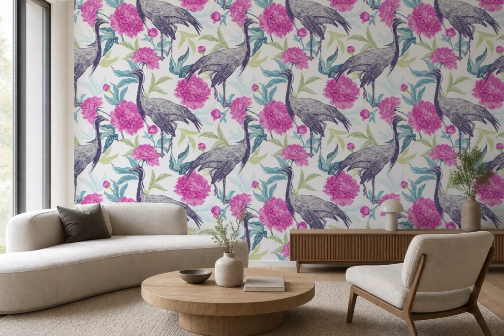 Fototapeta Żurawie i Peonie