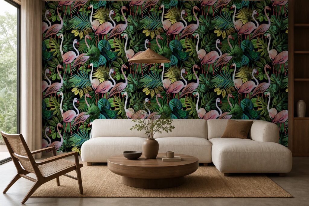 Fototapeta Flamingi w Dżungli — wzór 12772