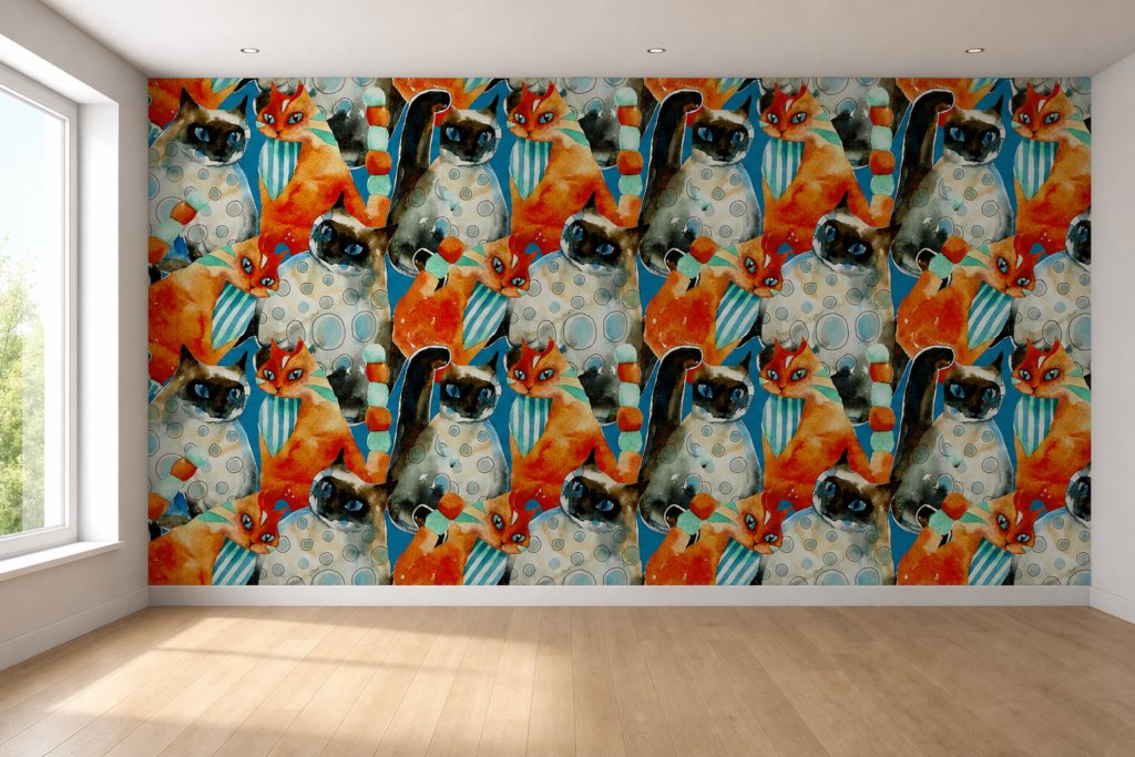 Fototapeta Kolorowe Koty — wzór 2