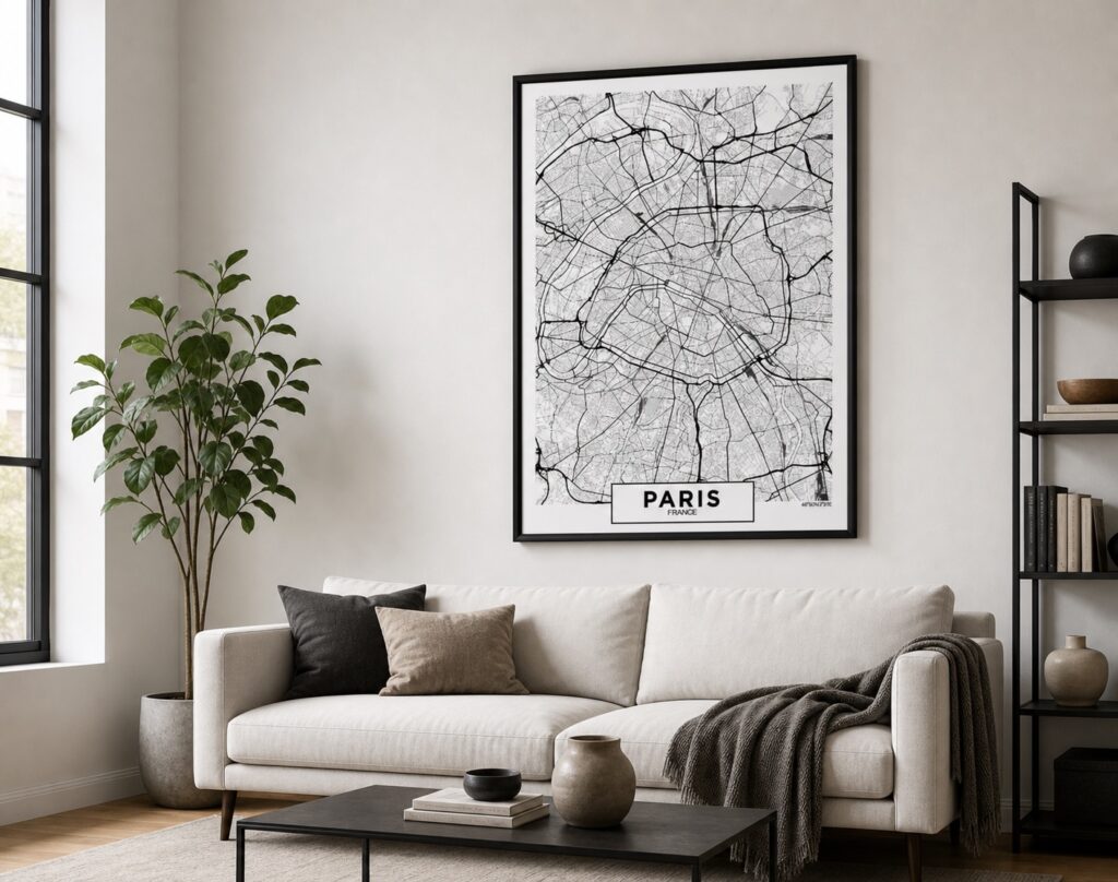 Plakat Mapa Miasta Paryż