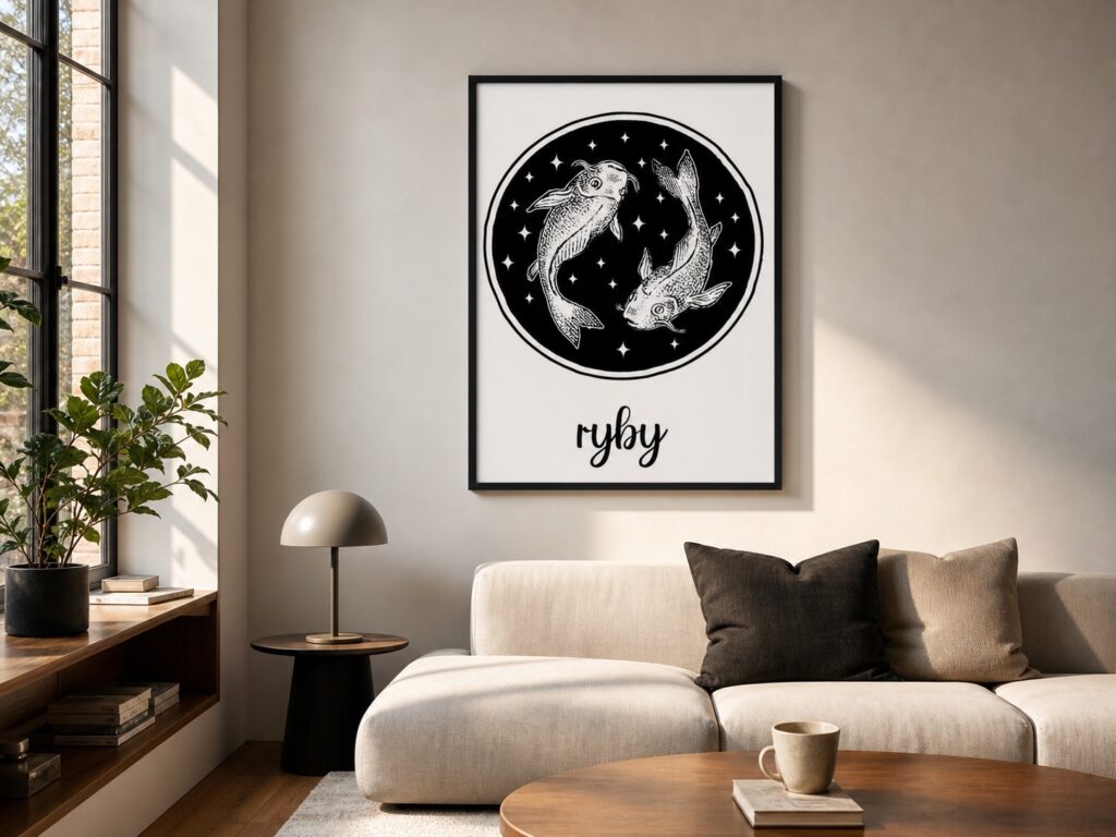 Plakat Znak Zodiaku-Ryby