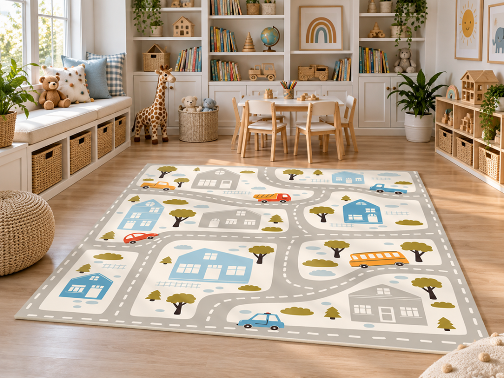 Wykładzina PCV Dywanik z Uliczkami dla Dzieci 150x150cm
