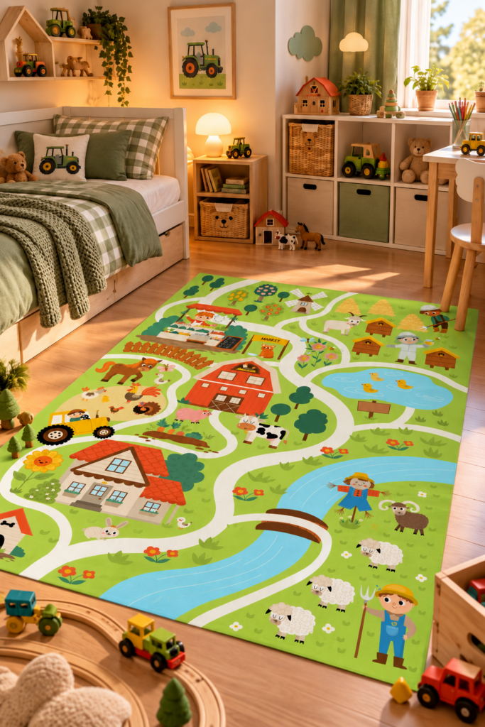 Wykładzina PCV Miasteczko Małego Rolnika 100×150 cm