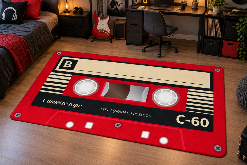 Wykładzina PCV Czerwona Kaseta Magnetofonowa 145×90 cm
