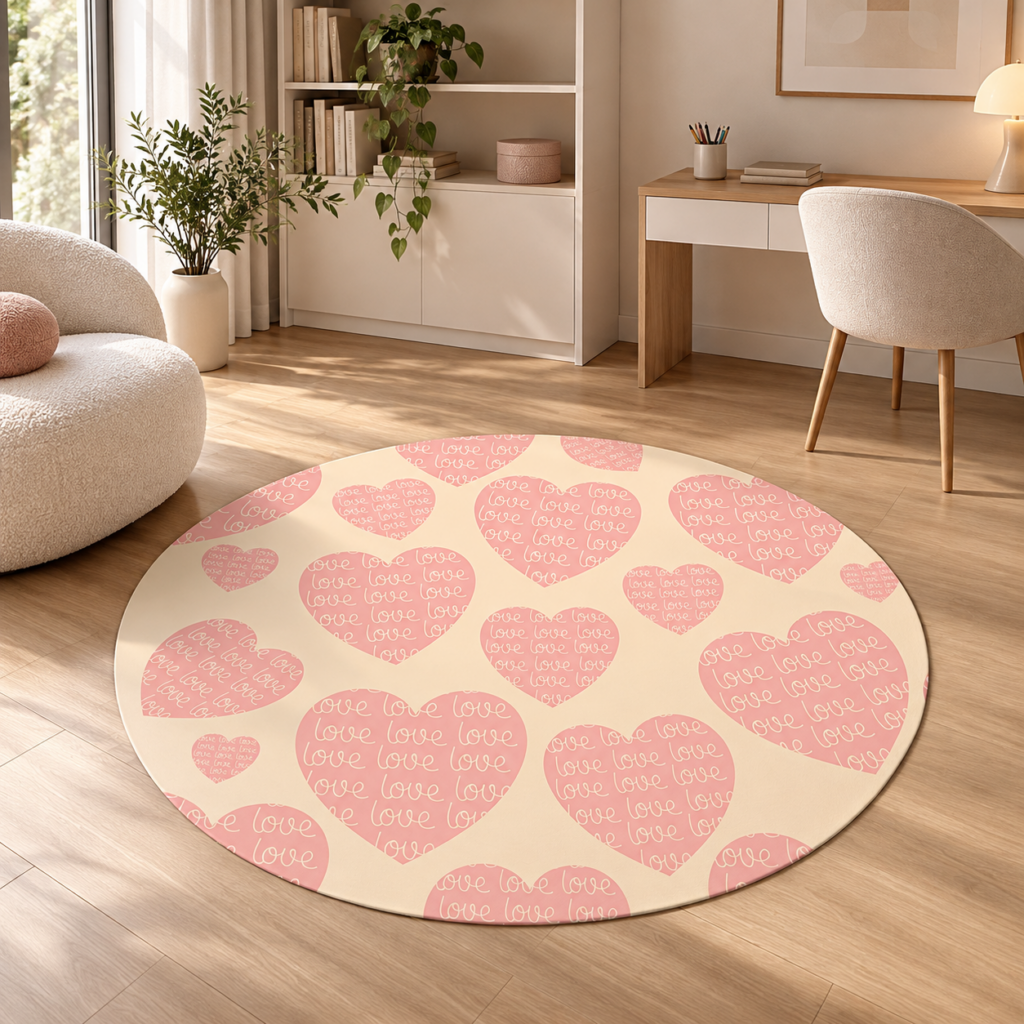 Wykładzina Dywanowa Serca z Napisami Love 150 cm