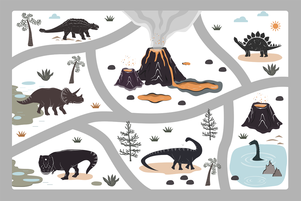 Wykładzina PCV Dinozaury i Wulkany dla Dzieci 150×100 cm