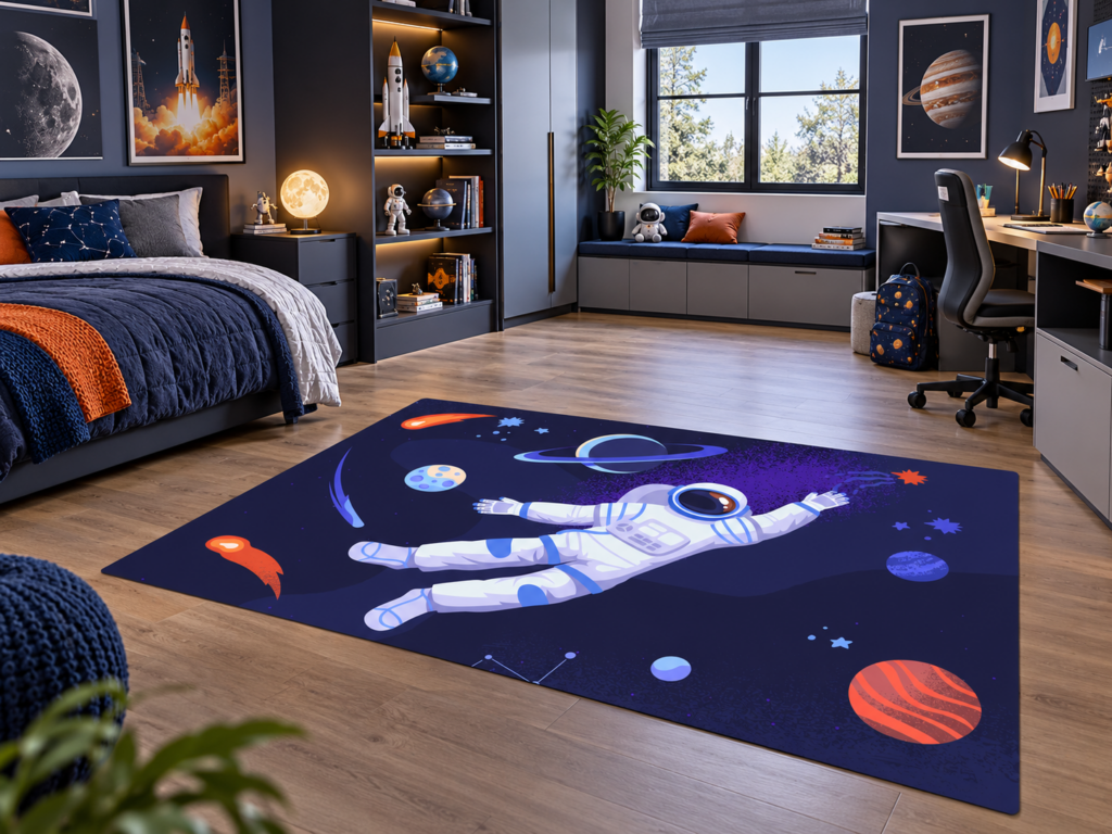Wykładzina Dywanowa Kosmonauta i Planety dla Dzieci 150×100 cm