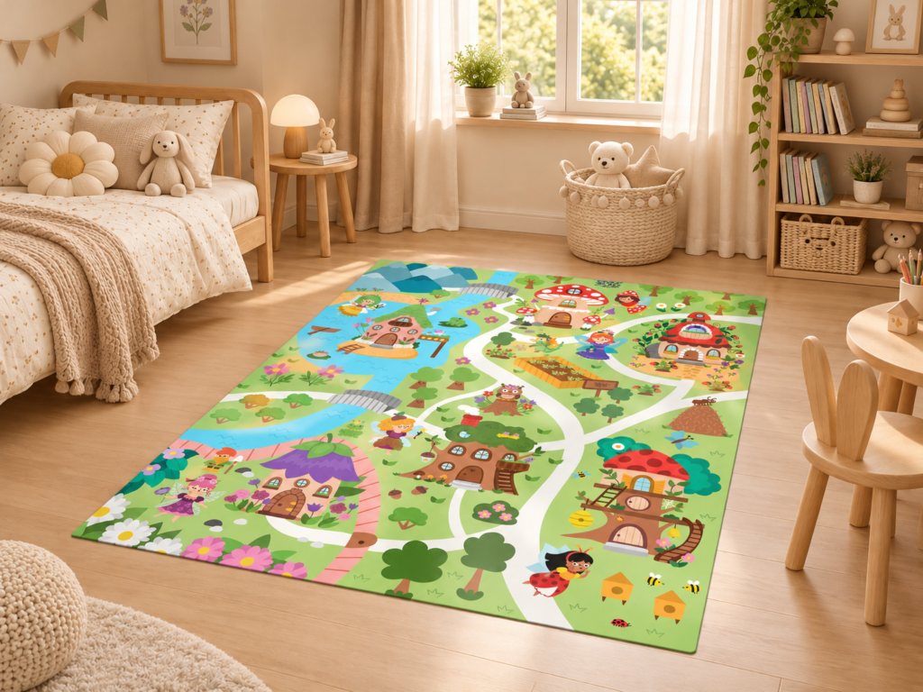 Wykładzina Dywanowa Magiczna Wioska Wróżek dla Dzieci 100×120 cm