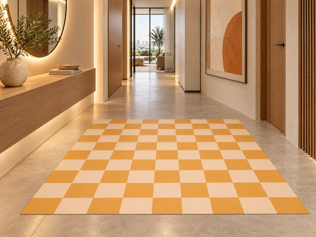 Wykładzina PCV Słoneczna Kratka do Salonu Sypialni 150×150 cm