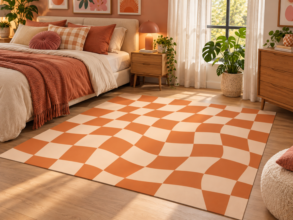 Wykładzina PCV Falująca Kratka do Salonu 150×150 cm