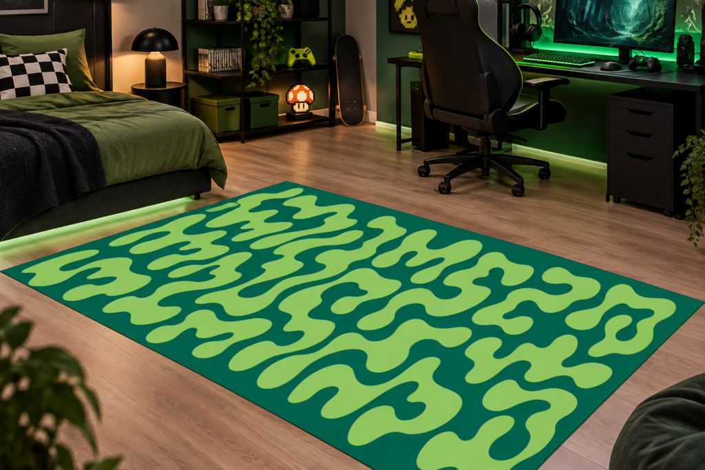 Wykładzina PCV Retro Zielone Fale do Salonu Sypialni 150×100 cm