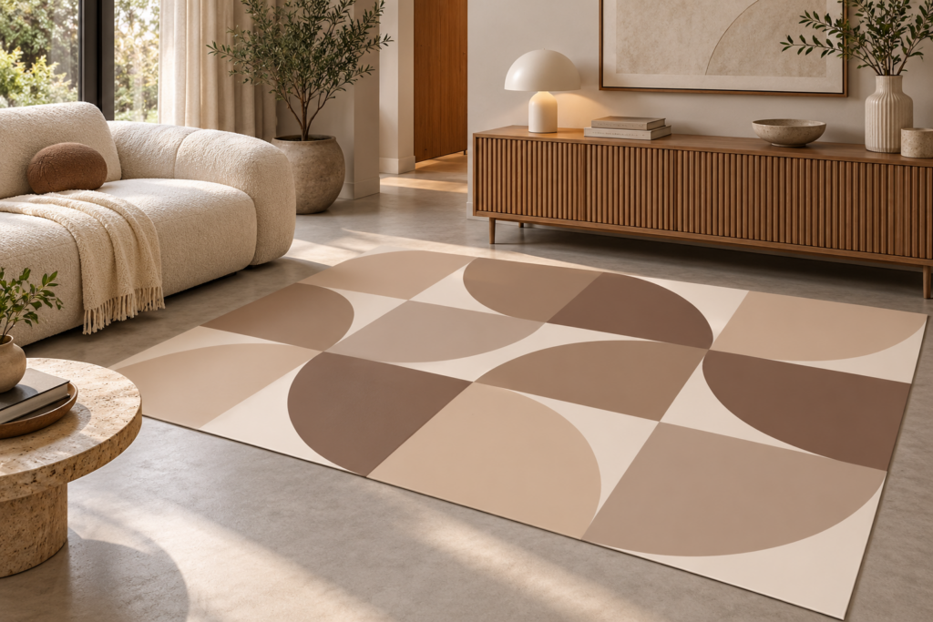 Wykładzina PCV Beżowo Brązowa Abstrakcja 150×100 cm