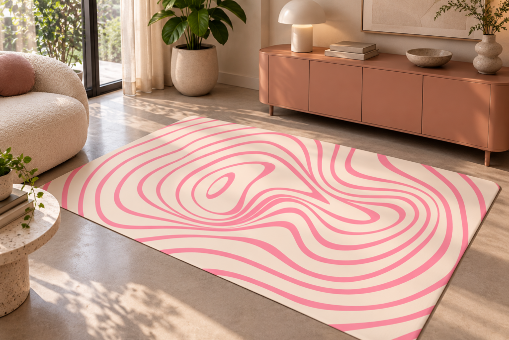 Wykładzina PCV Różowa Falista Abstrakcja 150×100 cm