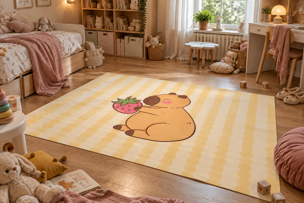 Wykładzina PCV Kapibara z Truskawką dla Dzieci 150×100 cm
