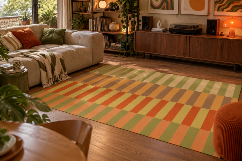 Wykładzina PCV Abstrakcja Jesienne Pasy do Salonu Sypialni 150×100 cm
