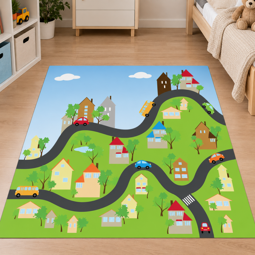 Wykładzina PCV Miasteczko na Wzgórzu dla Dzieci 150×150 cm